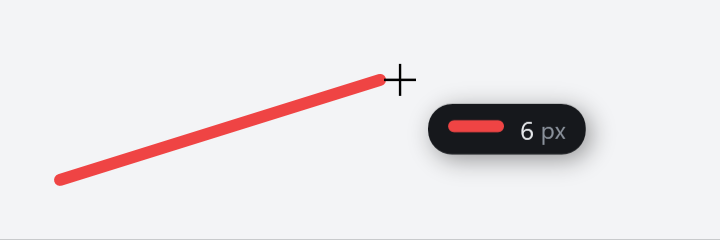 Seta vermelha sendo desenhada com o aviso 6 px ao lado do cursor.